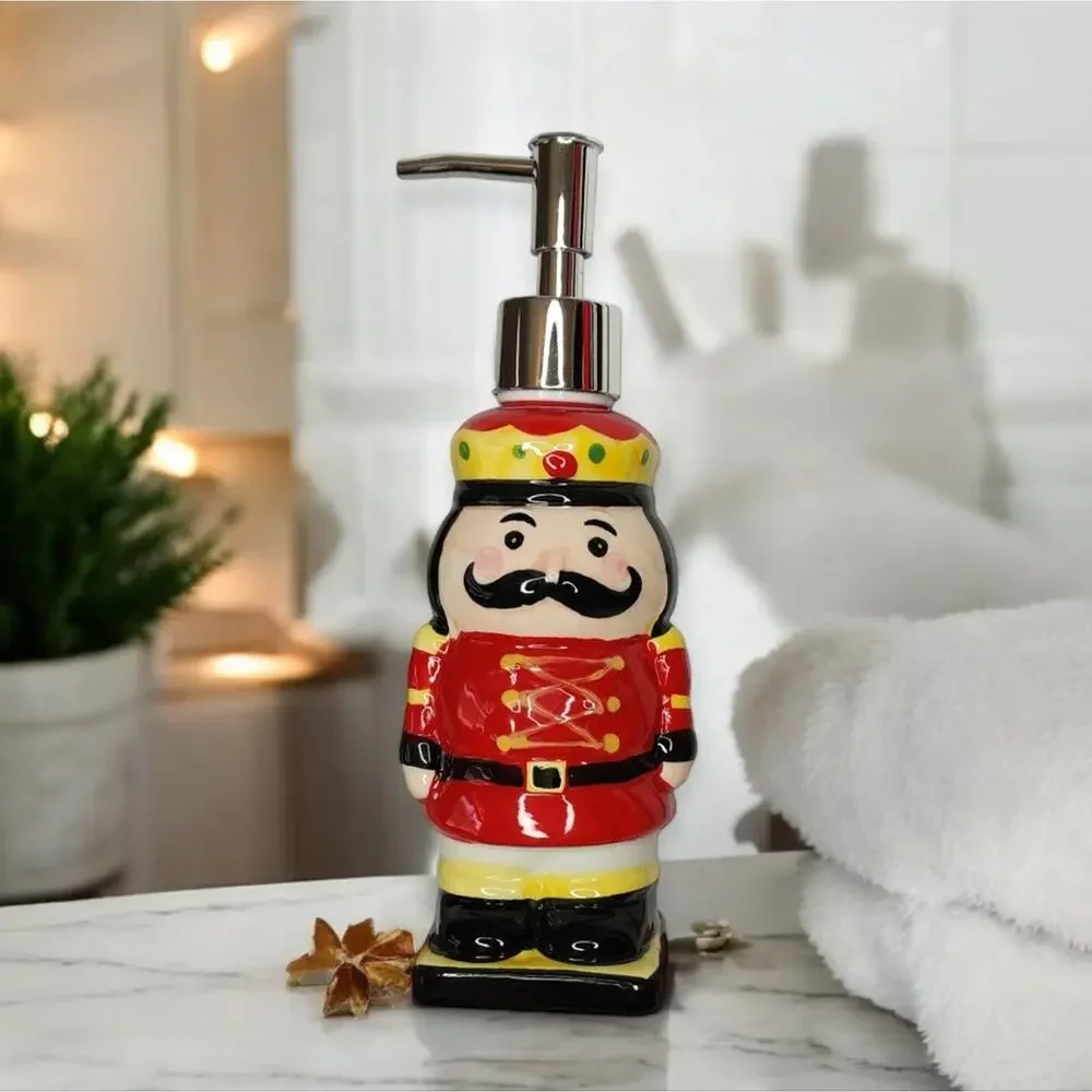 Traditional Christmas‎ Ceramic Nutcracker Soldier Soap Pump Dispenser or Lotion